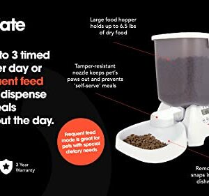 Cat Mate C3000 Automatic Dry Food 3-Meal Feeder, BPA Free for Cats & Small Dogs