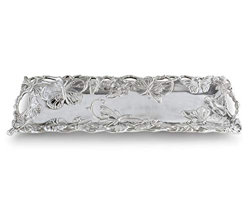 Arthur Court Designs Aluminum Butterfly Oblong Tray 18.5 inch x 6 inch