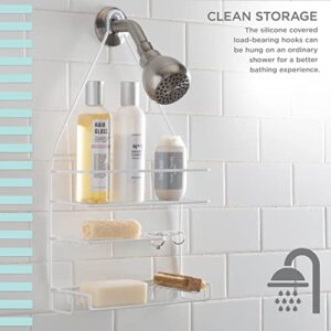 Bath Bliss Shower 3 Tier Shower Caddy | 3 Tier Shelves | Soap Dish Holder | Razor Slots | Wash Cloth Hook | Luffa Hock | White | Rust Resistant | Bathroom Accessories