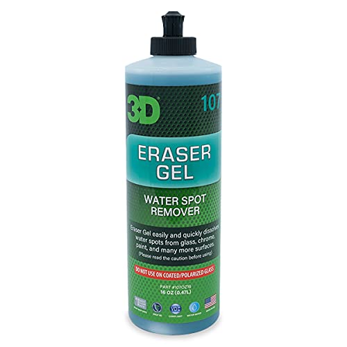 3D Eraser Gel Hard Water Spot Remover - 16 oz. - Hard Water Stain Remover for Cars, Glass, and Paint - All Natural Shower Door Cleaner - Cleans Mirrors, Windows, Chrome Surfaces, and More