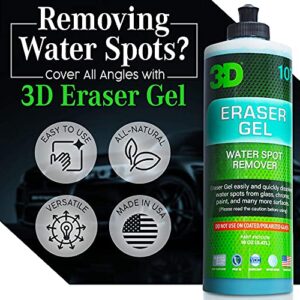 3D Eraser Gel Hard Water Spot Remover - 16 oz. - Hard Water Stain Remover for Cars, Glass, and Paint - All Natural Shower Door Cleaner - Cleans Mirrors, Windows, Chrome Surfaces, and More