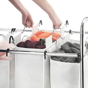 Whitmor 4 Section Rolling Laundry Sorter - 4 Removable Heavy Duty Bags - Chrome