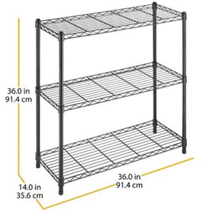 Whitmor Supreme Leveling Feet 350 Capacity Per Shelf Adjustable Shelves, 3 Tier, Black