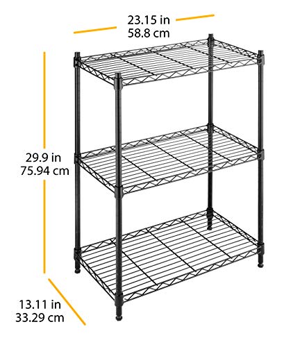 Whitmor Adjustable 3 Tier Shelving with Leveling Feet - Black