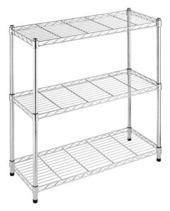 whitmor supreme 3 tier shelving with adjustable shelves and leveling feet – 350 lb. capacity per shelf – chrome