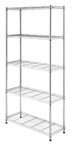 whitmor supreme 5 tier shelving with adjustable shelves and leveling feet – 350 lb. capacity per shelf – chrome