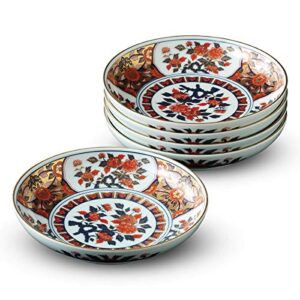 ranchant japanese plate set, multi, diameter 7.5 x 1.6 inches (19 x 4 cm), extra fine old imari arita ware made in japan