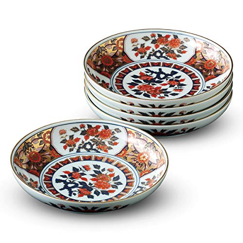 Ranchant Japanese Plate Set, Multi, Diameter 7.5 x 1.6 inches (19 x 4 cm), Extra Fine Old Imari Arita Ware Made in Japan