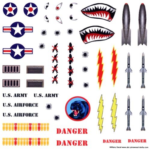 Military Decals Compatible with Pinewood Derby Cars