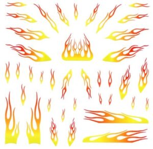 yellow flames decals compatible with pinewood derby cars
