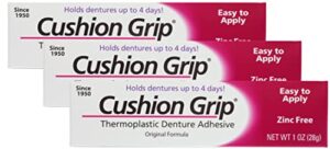 cushion grip thermoplastic denture adhesive, 1 oz (pack of 3)
