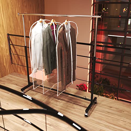 HANGERWORLD Pack of 6 Clear Garment Bags for Hanging Clothes - 40inch Suit Bag, Plastic PEVA, Showerproof, Clothes Dust Protector Cover