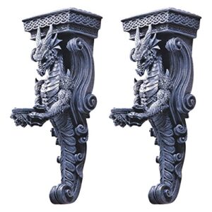 design toscano cl93826 dragons of darkmoor castle wall caryatids – set of two,set of 2