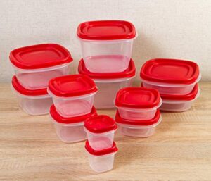 rubbermaid easy find lids food storage containers, racer red, set of 24 7j98
