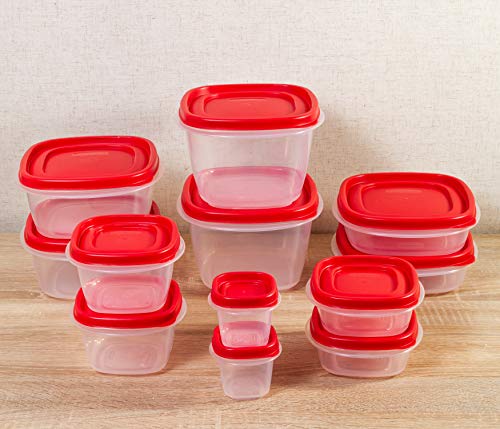 Rubbermaid Easy Find Lids Food Storage Containers, Racer Red, Set of 24 7J98