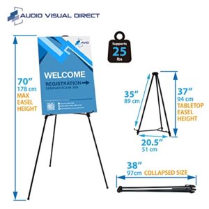 Lightweight Aluminum Telescoping Display Easel, 70 Inches, Black