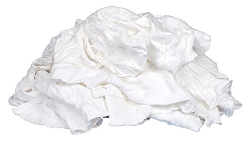 Buffalo Industries (10521) Absorbent White Recycled T-Shirt Cloth Rags - 1 lb. box - For All-purpose Wiping, Cleaning, and Polishing - Made from 100% Recycled Materials