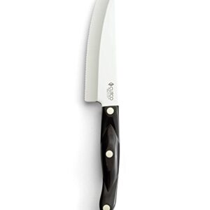 CUTCO Model 3738 Hardy Slicer.6.3" High-Carbon Stainless Double-D® serrated blade.5.7" Classic Brown handle (sometimes called black).In factory-sealed plastic bag.