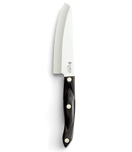 CUTCO Model 3738 Hardy Slicer.6.3" High-Carbon Stainless Double-D® serrated blade.5.7" Classic Brown handle (sometimes called black).In factory-sealed plastic bag.