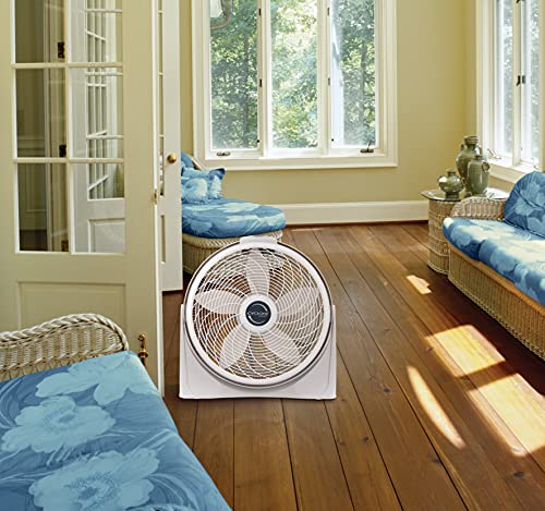 Lasko 3520 20 Inch 3-Speed Cyclone Air Circulator Home Fan, White