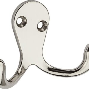 National Hardware N274-209 Double Clothes Hook, 1.73 In L, 35 Lb, 0.14 In Mounting Hole, Die Cast Zinc, Chrome Plated, 0