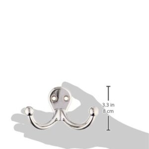 National Hardware N274-209 Double Clothes Hook, 1.73 In L, 35 Lb, 0.14 In Mounting Hole, Die Cast Zinc, Chrome Plated, 0