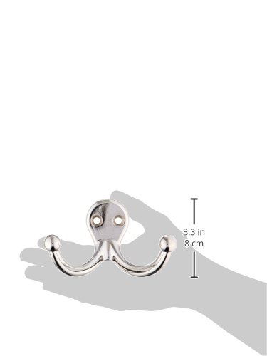 National Hardware N274-209 Double Clothes Hook, 1.73 In L, 35 Lb, 0.14 In Mounting Hole, Die Cast Zinc, Chrome Plated, 0