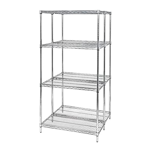 Quantum Storage Systems WR54-1448C Starter Kit for 54" High 4-Tier Wire Shelving Unit, Chrome Finish, 14" Width x 48" Length x 54" Height