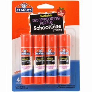 elmer’s disappearing purple school glue sticks, 0.24 oz each, 4 sticks per pack (e543)