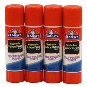 Elmer's Disappearing Purple School Glue Sticks, 0.24 oz Each, 4 Sticks per Pack (E543)