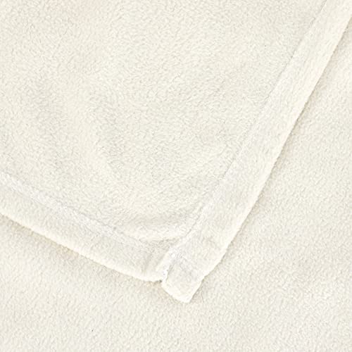 Martex 1B06847 Super Soft Fleece Plush Lightweight Blanket Low Lint Luxury Hotel Style Solid Pet Friendly Bed and Couch Blankets, Twin, Ivory