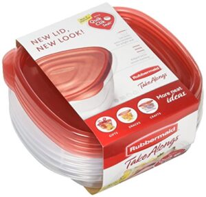rubbermaid takealongs sandwich food storage containers, 2.9 cup, tint chili, 4 count