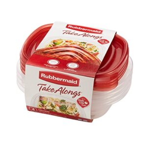 Rubbermaid TakeAlongs Sandwich Food Storage Containers, 2.9 Cup, Tint Chili, 4 Count