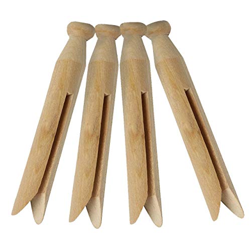 Homz 50 Count Round Slotted Wood Clothes Pins, Laundry, Arts, Crafts, Decoration, 4.5 x .5 Inches