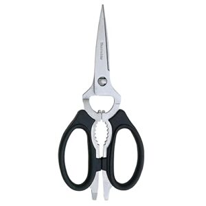 messermeister 8-inch take-apart kitchen scissors, black – includes screwdriver, nut cracker, jar lid opener/gripper, bottle opener & bone + twig cutter – suitable for lefties & righties