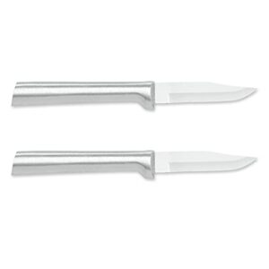 rada peeling paring knife, stainless steel blade with brushed aluminum handle, pack of 2