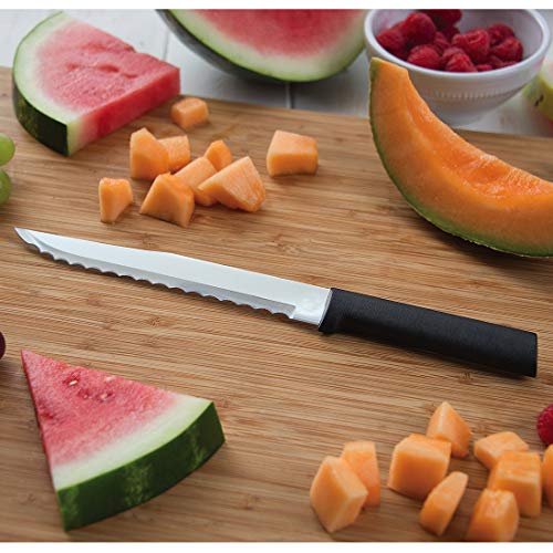 Rada Cutlery Serrated Slicing Knife Stainless Blade and Steel Resin, 11-1/4 Inches, Black Handle