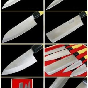 Japanese Kitchen Knife Set of 5 (Wooden Box Case) Mr. Takaaki Nakamura