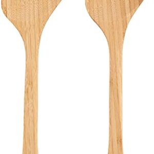 Lipper International Bamboo Wood Salad Bowl with 2 Server Utensils, Large, 14" Diameter x 4" Height, 3-Piece Set