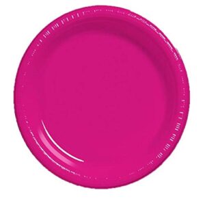 creative converting touch of color 20 count plastic lunch plates, hot magenta
