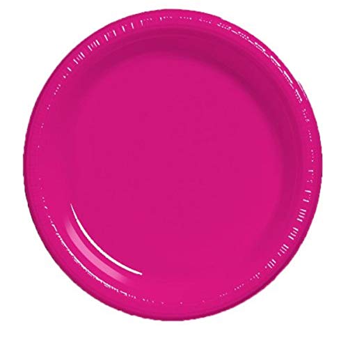 Creative Converting Touch of Color 20 Count Plastic Lunch Plates, Hot Magenta