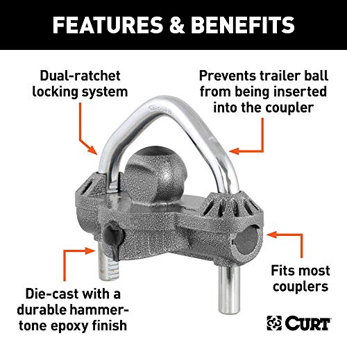 CURT 23659 Hammer-Tone Epoxy Steel Universal Trailer Tongue Lock