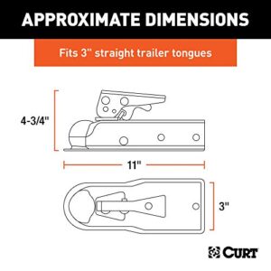 CURT 25100 Straight Tongue Trailer Coupler for 3-Inch Channel, 2-In Hitch Ball, 5,000 lbs