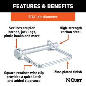 CURT 25010 Trailer Coupler Pin, 5/16-Inch Diameter x 3-Inch Long