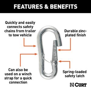 CURT 81271 Snap Hook Trailer Safety Chain Hook Carabiner Clip, 7/16-Inch Diameter, 5,000 lbs
