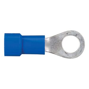 curt 59521 16-14 gauge blue vinyl-insulated ring terminal wire connectors, #10 stud, 100-pack