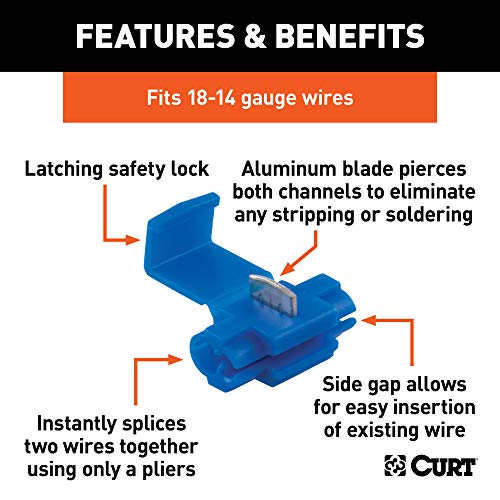 CURT 58280 18-14 Gauge Blue Scotch Snap Lock Wire Connectors, 100-Pack