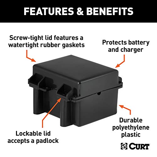 CURT 52027 5-Inch x 3-3/8-Inch x 3-3/4-Inch Watertight Trailer Breakaway Battery Case