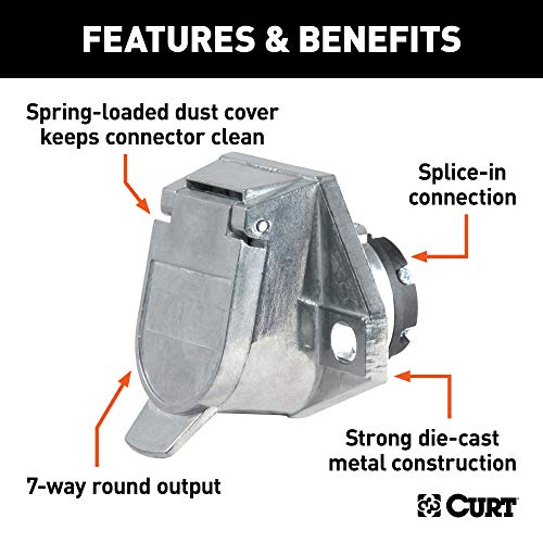 CURT 58170 Vehicle-Side 7-Pin Round Trailer Wiring Harness Socket