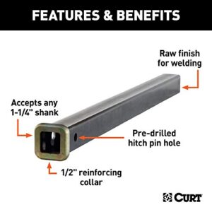 CURT 49524 1-1/4-Inch x 24-Inch Weld-On Raw Steel Trailer Hitch Receiver Tube